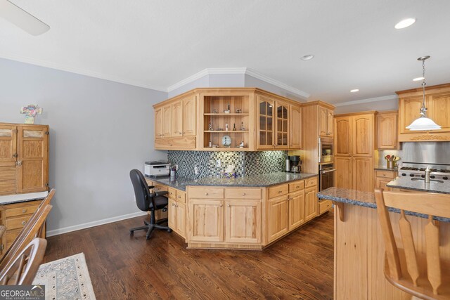 bedroom with dark hardwood / wood-style floors