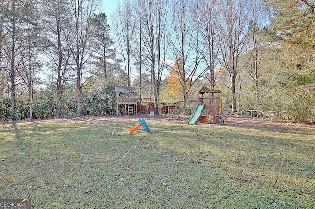 view of yard featuring a playground