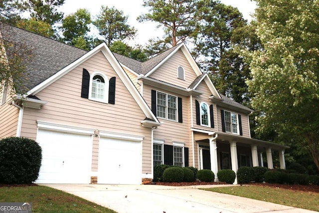 view of front of house with a garage