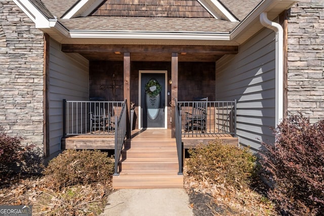 entrance to property with covered porch