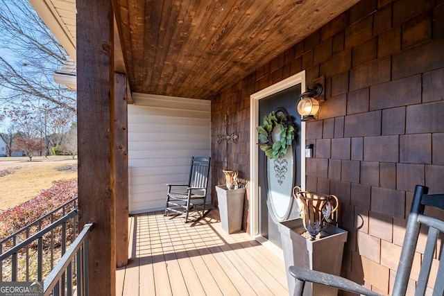 wooden deck with covered porch