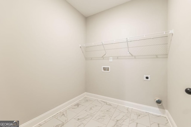 408 Bella Notte Cir Unit 26A, Warner Robins, GA 31088 - laundry room featuring light marble finish floors, washer hookup, and electric dryer hookup