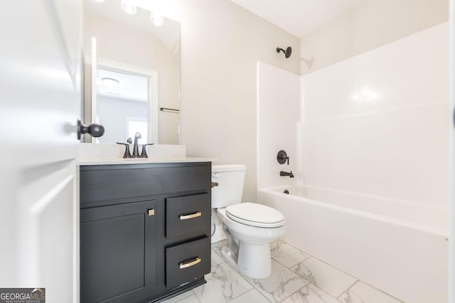 408 Bella Notte Cir Unit 26A, Warner Robins, GA 31088 - bathroom featuring vanity, bathing tub / shower combination, and marble look tile flooring