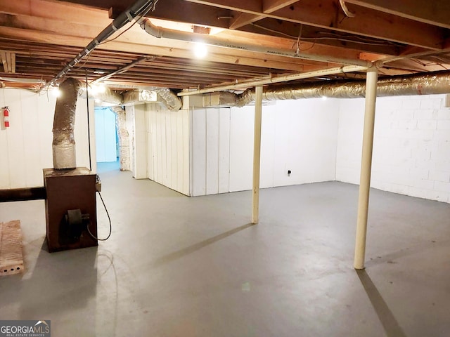 view of unfinished basement