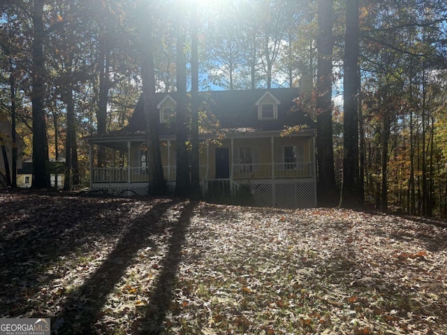 view of front facade featuring covered porch