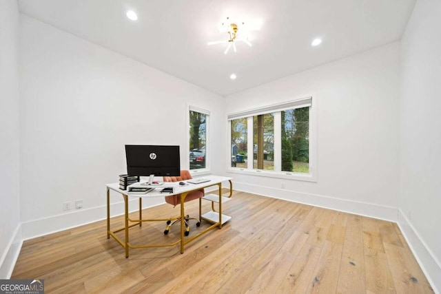 office featuring light hardwood / wood-style flooring