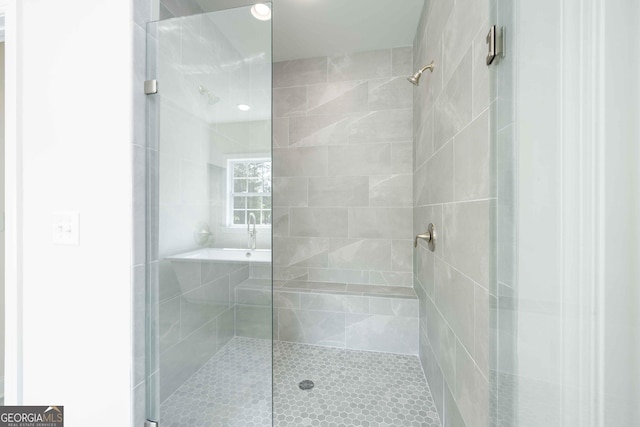 bathroom with walk in shower