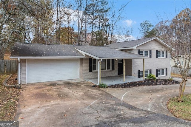 split level home with a garage