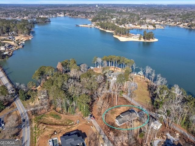 bird's eye view featuring a water view