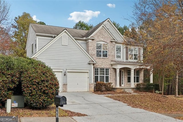 view of front of home with a garage