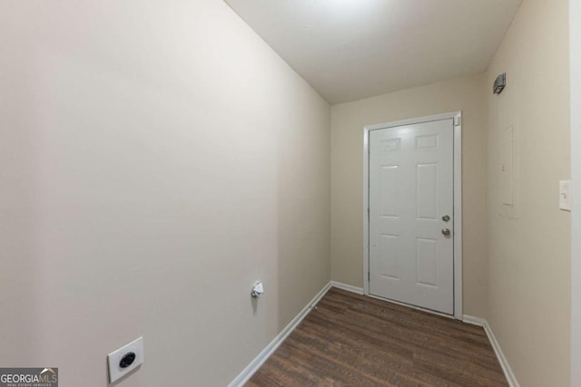 doorway featuring dark hardwood / wood-style floors