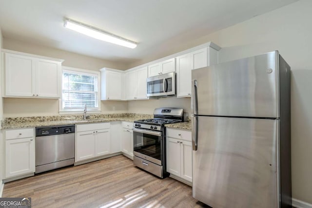 kitchen featuring sink, white cabinets, and stainless steel appliances