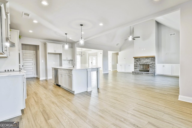 unfurnished room with light wood-type flooring