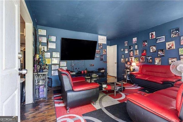 living room with hardwood / wood-style flooring