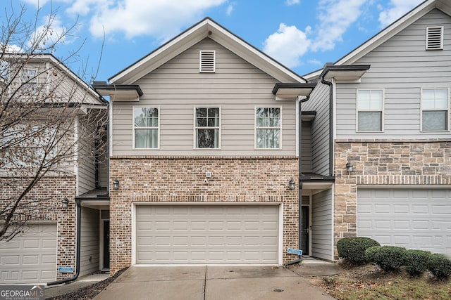 front facade with a garage