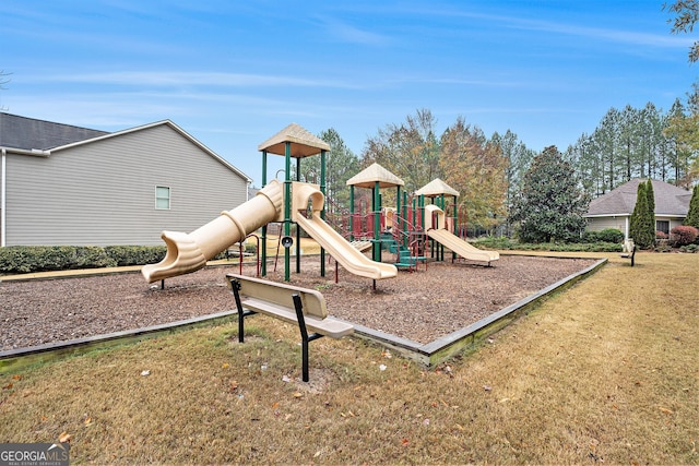 view of play area featuring a yard