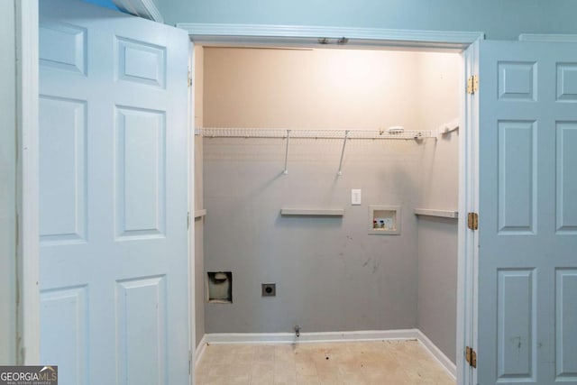 laundry room with hookup for an electric dryer, washer hookup, and gas dryer hookup