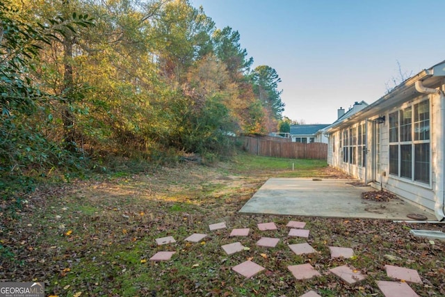 view of yard with a patio area