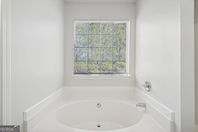 bathroom featuring a healthy amount of sunlight and a tub to relax in