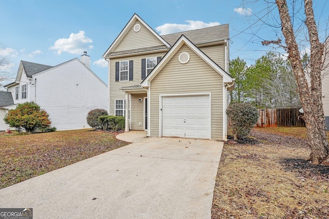 view of property with a garage