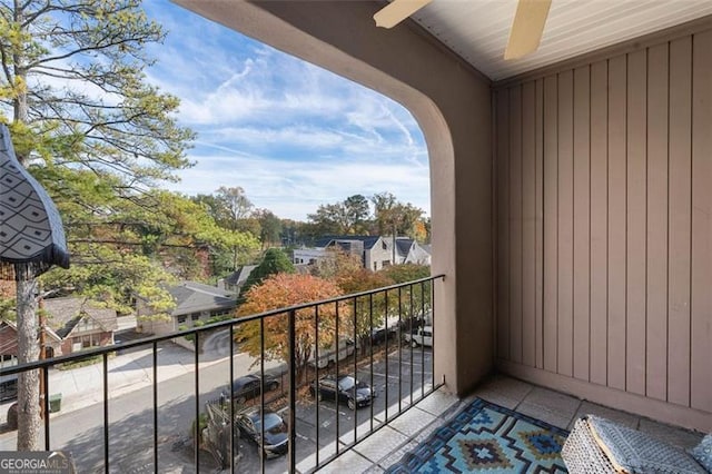 balcony with ceiling fan