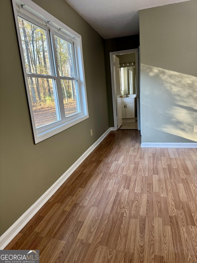 spare room featuring light hardwood / wood-style floors