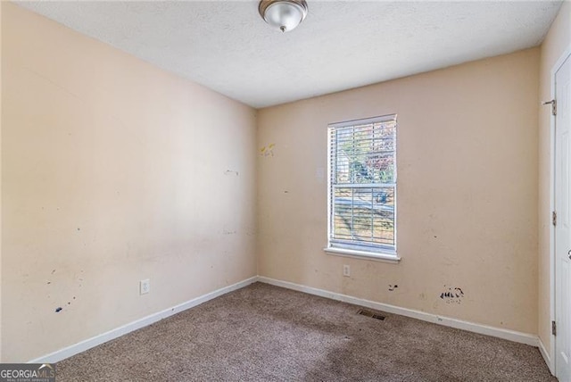 spare room with carpet and a textured ceiling