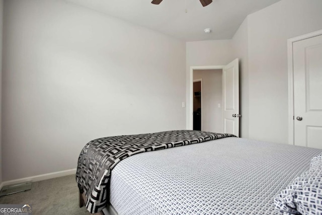 bedroom with carpet flooring and ceiling fan