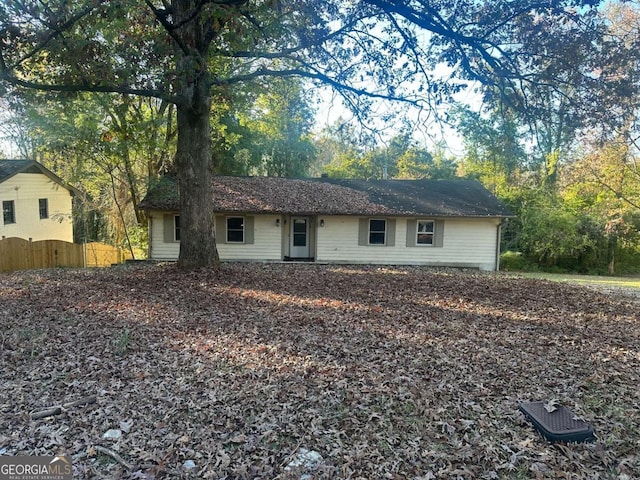 view of single story home