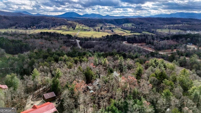 bird's eye view with a mountain view