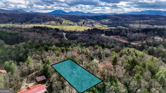 aerial view with a mountain view