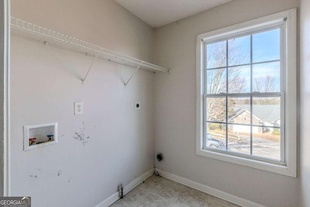 washroom featuring electric dryer hookup, plenty of natural light, and hookup for a washing machine