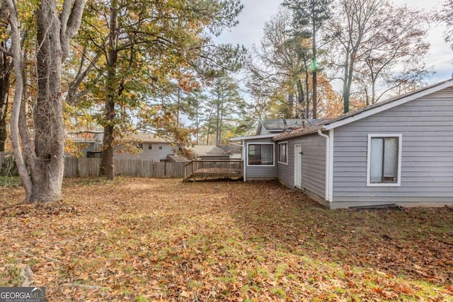 view of yard featuring a deck