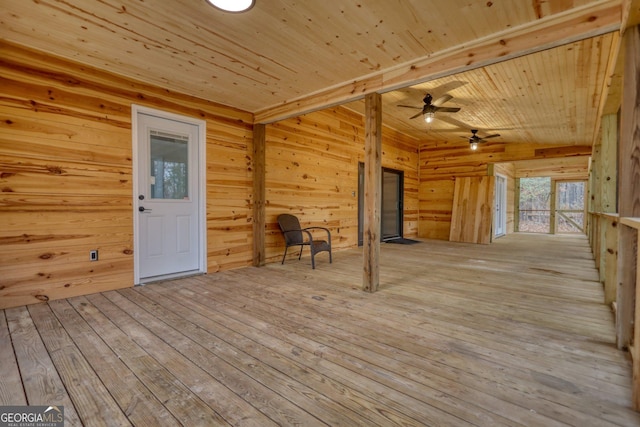 wooden terrace with ceiling fan