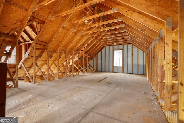 view of unfinished attic