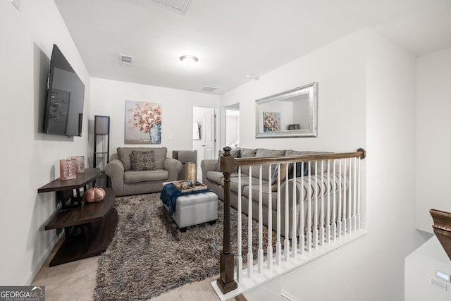 living room with carpet flooring