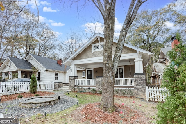 craftsman inspired home with covered porch