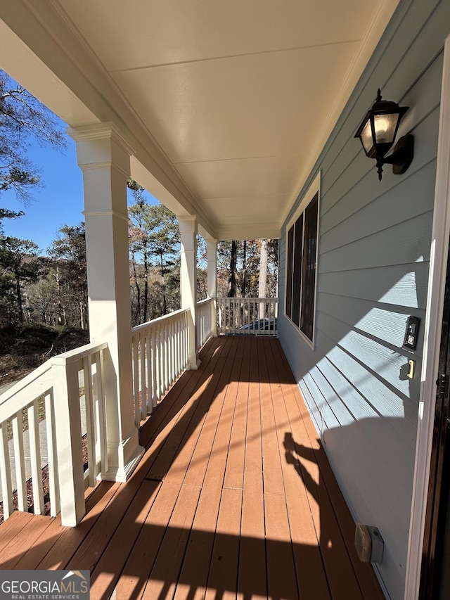 deck with a porch