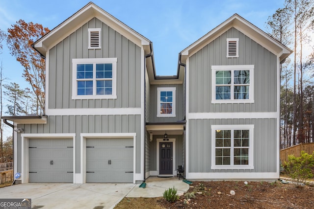 view of front property with a garage