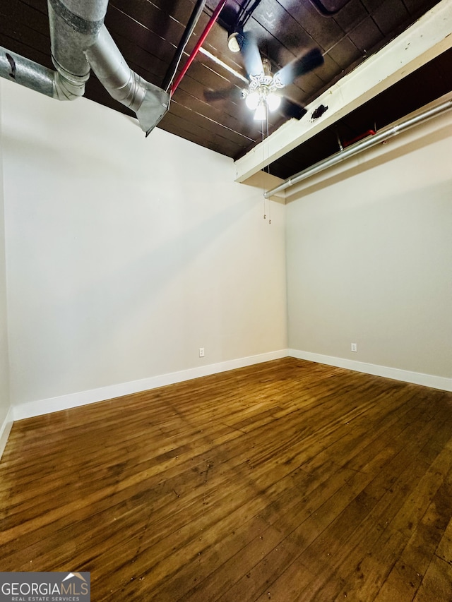 basement featuring hardwood / wood-style flooring