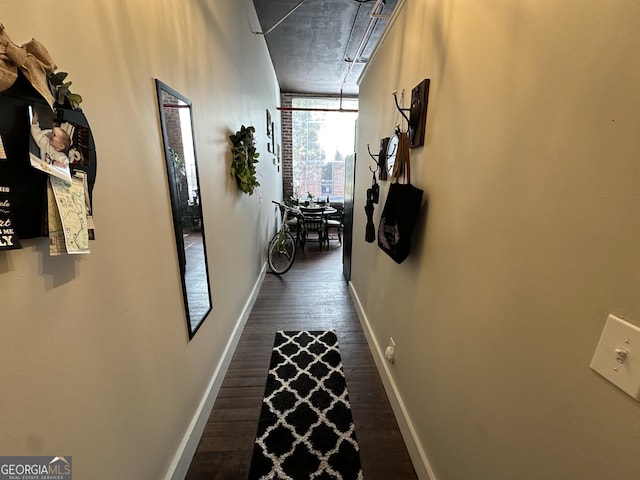 corridor with dark wood-type flooring