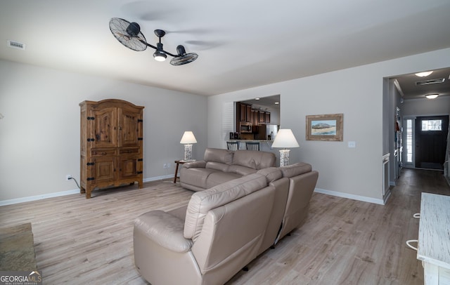 living room featuring light hardwood / wood-style flooring