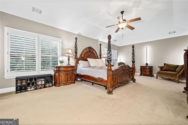 bedroom featuring carpet flooring and ceiling fan