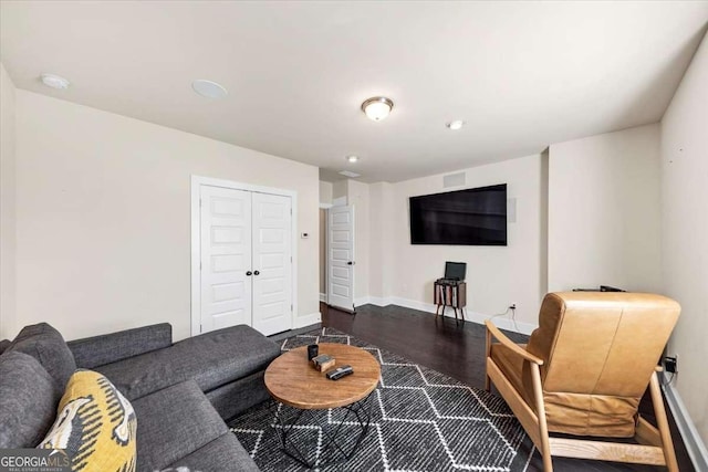 living room with wood-type flooring