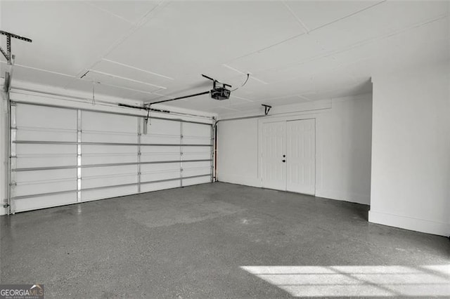 garage with a garage door opener