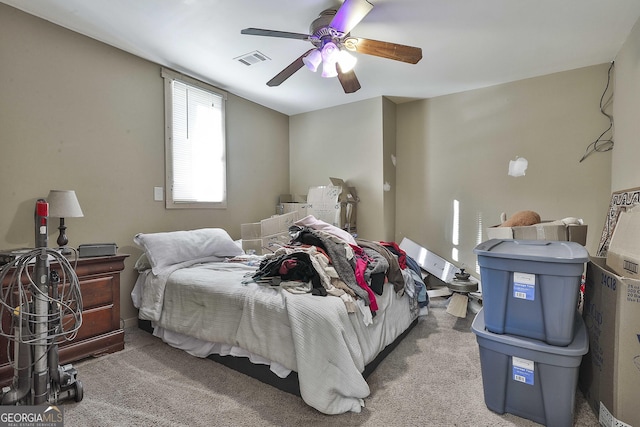 bedroom with carpet and ceiling fan