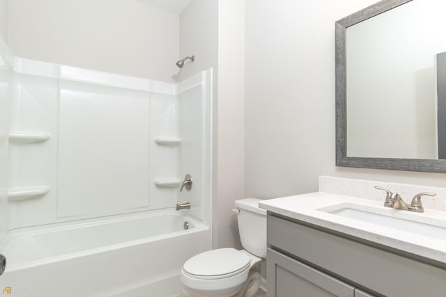 full bathroom with vanity, shower / bathing tub combination, and toilet