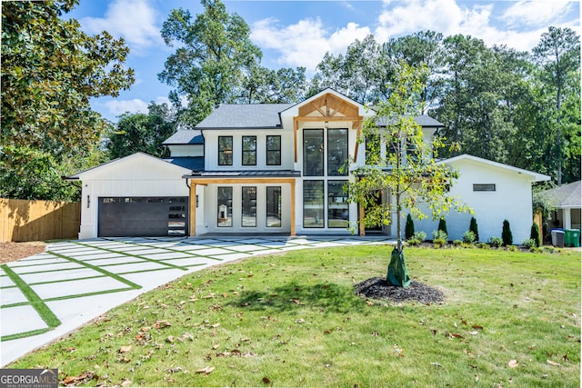 view of front of property with a front lawn