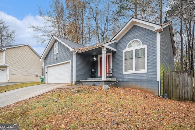 view of front of house with a garage