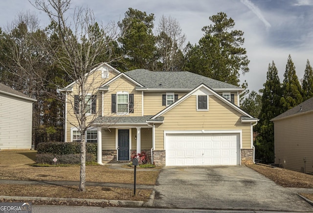 view of front facade featuring a garage